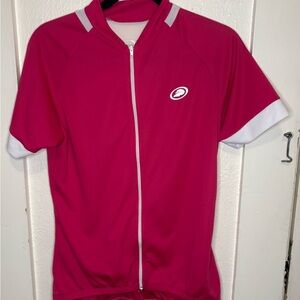 Pink Cycling Jersey with White Accents
